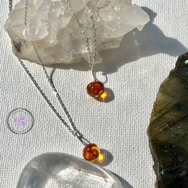 Dark Baltic Amber Nugget Pendant Necklace